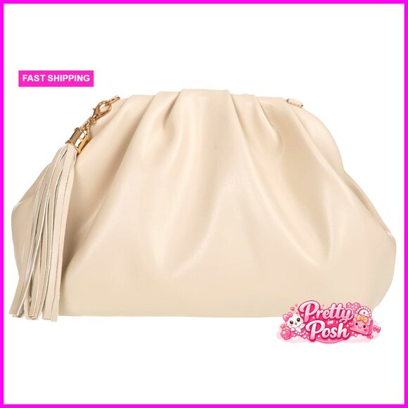 Faux Leather Cloud Crossbody Handbag with Detachable Strap